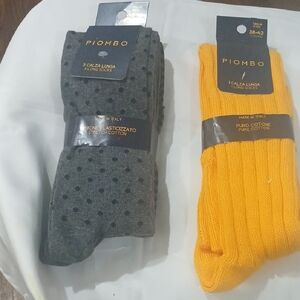 Piombo Men's Charcoal and Bright Yellow Socks